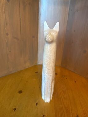 Vintage 10.5  inch hand-carved soapstone cat figurine,